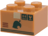 Brick 2 x 2 with Cardboard Packing Box, Dark Green Leaf and Labels, Tan Tape and Reddish Brown Lines Pattern