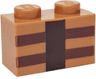Brick 1 x 2 with Reddish Brown and Dark Brown Minecraft Crafting Table Lines Pattern