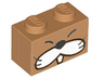 Brick 1 x 2 with Black Closed Eyes, Nose, and Whiskers, White Cheeks and Tooth Pattern (Super Mario Monty Mole Face)