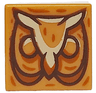 Tile 1 x 1 with Owl Head with Dark Brown Outline, Tan Feathers and Dark Orange Highlights Pattern