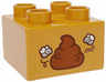 Duplo, Brick 2 x 2 with Reddish Brown Poop and Light Bluish Gray Flies Pattern