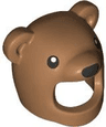 Minifigure, Headgear Head Cover, Costume Bear with Black Eyes and Nose Pattern