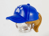 Minifigure, Hair Combo, Hair with Hat, Ponytail with Molded Blue Ball Cap and Printed White Paw Print Pattern
