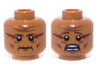 Minifigure, Head Dual Sided Wrinkles and Dark Red Face Paint, Mouth Closed / Mouth Open Scared Pattern