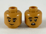 Minifigure, Head Dual Sided Black Eyebrows, Reddish Brown Chin, Grin / Scared Pattern