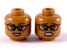 Minifigure, Head Dual Sided Female Glasses, Dark Brown Eyebrows, Dark Orange Lips Happy / Scared Pattern (Allison Miles)