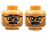 Minifigure, Head Dual Sided Black Eyebrows, Glasses, Moustache and Stubble, Neutral / Frown Showing Teeth Pattern