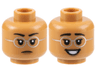 Minifigure, Head Dual Sided Female Black Eyebrows, Silver Round Glasses, Neutral / Smile with Teeth Pattern