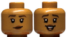 Minifigure, Head Dual Sided Female Dark Brown Eyebrows, Reddish Brown Lips, Lopsided Grin / Open Mouth Smile with Teeth and Tongue Pattern