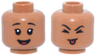 Minifigure, Head Dual Sided Child Female Black Eyebrows, Single Eyelashes, Open Mouth Smile / Closed Eyes and Red Tongue Sticking Out Pattern