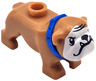 Dog, Bulldog with Molded Blue Collar and Printed Black Eyes, Nose, Mouth, Teeth and Forehead Wrinkles, and White Muzzle Pattern (Ripper)