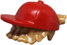 Minifigure, Hair Combo, Hair with Hat, Short Tousled Hair with Molded Red Cap, Short Curved Bill Pattern