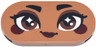 Tile, Round 2 x 4 Oval with Face, Black Eyebrows and Eyelashes, Reddish Brown Eyes and Eye Shadow, Dark Red Cheeks and Lips, Smile Pattern (Jasmine)