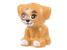 Dog, Mini Doll Style, Puppy, Standing, Small with Black Eyes, Nose and Mouth, White Muzzle and Paws, Reddish Brown Eye Patch and Spots Pattern