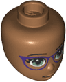 Mini Doll, Head Friends with Olive Green Eyes and Dark Purple Glasses, Peach Lips and Closed Mouth Pattern