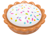 Pie with White Cream Filling and Bright Light Orange, Dark Pink, Dark Turquoise, Lime, and Medium Lavender Sprinkles Pattern (BAM)