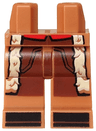 Hips and Legs with Coat Ends with Tan Fur Lining, Red Vest Ends, Reddish Brown Pants, Black Shoes with Stripes Pattern