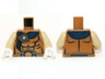 Torso Bare Chest, Belt, Dark Blue Wrap with Gold and Blue Round Jewel (Chi) Pattern / Tan Arms / White Hands
