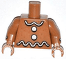 Torso with White Wavy Lines and Circles Icing, Dark Orange Dots Pattern / Medium Nougat Arms with White Stripe Icing and Dark Orange Dots Pattern / Medium Nougat Hands