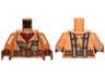 Torso SW Naboo Fighter Jacket Dark Red Shirt, Reddish Brown Belt, Dark Bluish Gray Harness Pattern / Medium Nougat Arms / Reddish Brown Hands