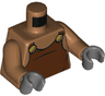 Torso Reddish Brown Overalls with Gold Buttons Pattern / Medium Nougat Arms / Dark Bluish Gray Hands