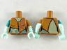 Torso Female Patchwork Ragdoll with Small Spirals Pattern / Light Aqua Arms Short Sleeve and Sand Green Stitching Pattern / Light Aqua Hands