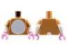 Torso White Furry Chest and Tail on Back Pattern / White Arms with Molded Medium Nougat Short Sleeves Pattern / Bright Pink Hands