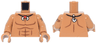 Torso Bare Chest with Reddish Brown Muscles Outline, Black String Necklace with White Tusk and Fish Hook Pattern / Medium Nougat Arm Left with Reddish Brown Wave Tattoo Pattern / Medium Nougat Arm Right / Medium Nougat Hands