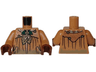 Torso Female Robe with Dark Tan Mud, Dark Green Holly Brooch, Copper Filigree, Black Wrinkles and Pockets, Tan Shawl Rounded on Back Pattern / Medium Nougat Arms / Reddish Brown Hands
