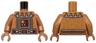 Torso Armor Gingerbread with Dark Orange Dots, White Icing, Black Outline, Reddish Brown Belt and Control Panel with Red Buttons and Lights Pattern / Medium Nougat Arms / Medium Nougat Hands