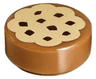 Tile, Round 1 x 1 with Cookie with Tan Frosting and Reddish Brown Chocolate Sprinkles Pattern