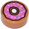 Tile, Round 1 x 1 with Donut / Doughnut with Dark Pink Frosting and Sprinkles Pattern