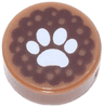 Tile, Round 1 x 1 with White Animal Paw Print on Reddish Brown Background Pattern