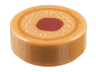 Tile, Round 1 x 1 with Dark Orange Circle, White Spots and Dark Red Spot Pattern