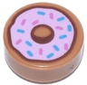 Tile, Round 1 x 1 with Donut / Doughnut with Bright Pink Frosting and Dark Azure and Dark Pink Sprinkles Pattern