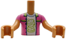 Torso Mini Doll Boy Dark Pink Jacket Open with Lime Collar and Trim over White Shirt with Hamburger with Face Pattern, Medium Nougat Arms with Hands with Dark Pink Short Sleeves