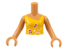 Torso Mini Doll Girl Bright Light Orange Vest Top with Music Notes and Circles Pattern, Medium Nougat Arms with Hands