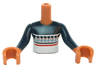 Torso Mini Doll Girl Dark Blue Top with Holiday Sweater Pattern, Medium Nougat Arms with Hands with Dark Blue Sleeves