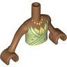 Torso Mini Doll Girl Yellowish Green Top with Light Yellow Leaves and Necklace Pattern, Medium Nougat Arms with Hands