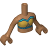 Torso Mini Doll Girl Dark Turquoise Tube Top and Gold Highlights Pattern, Medium Nougat Arms with Hands