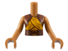 Torso Mini Doll Girl Reddish Brown Shrug and Belt, Bright Light Orange Wrappings Pattern, Medium Nougat Arms with Hands