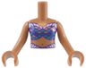 Torso Mini Doll Girl Dark Purple Bikini Bra Top with Dark Turquoise, Metallic Pink and Blue Scales, White Trim Pattern, Medium Nougat Arms with Hands