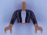 Torso Mini Doll Man Dark Brown Jacket with White Shirt Pattern, Medium Nougat Arms with Hands with Dark Brown Sleeves