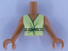 Torso Mini Doll Woman Yellowish Green Dress Top with Gold Belt Pattern, Medium Nougat Arms with Hands