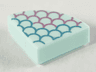 Tile, Round 1 x 1 Quarter with Metallic Light Blue and Pink Scale Outlines Pattern