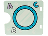 Duplo Door / Window Pane 1 x 4 x 3 with Semi Oval Cutout with Capital Letter A, B and C, White Bubbles and Stripes in Medium Azure Ring Pattern