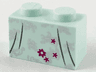 Brick 1 x 2 with Silver Flower Filigree, Magenta Flower, Stars and Dark Bluish Gray Dress Gather Lines Pattern