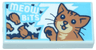 Tile 1 x 2 with 'MEOW BiTS' and Medium Nougat and Tan Cat on White and Medium Azure Jagged Background Pattern