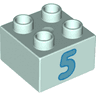 Duplo, Brick 2 x 2 with Medium Azure Number 5 with Dark Azure Outline Pattern