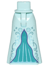Mini Doll Hips and Skirt Full Length with Metallic Light Blue Sparkles and Shells and Dark Turquoise Inset with Dark Purple Trim Pattern - Thin Hinge